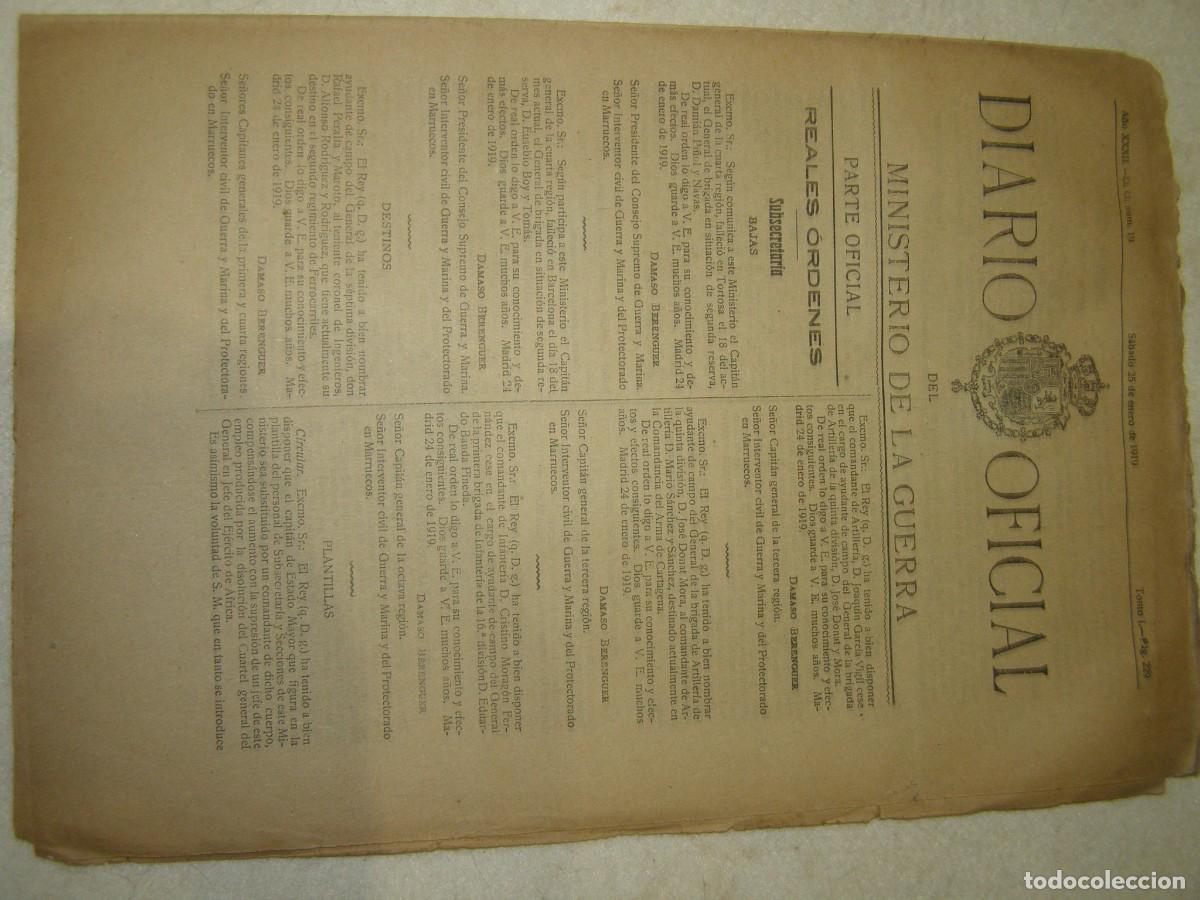 Military Antiques: Diario oficial del Ministerio de la Guerra, 25 de enero de 1919.