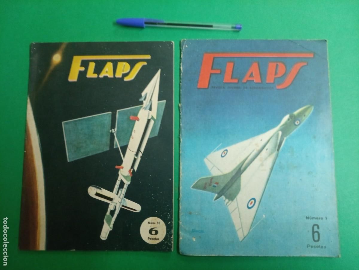 Militaria: Lote de 2 antiguas revistas FLAPS. n&ordm;. 1 y 10. Aviaci&oacute;n.