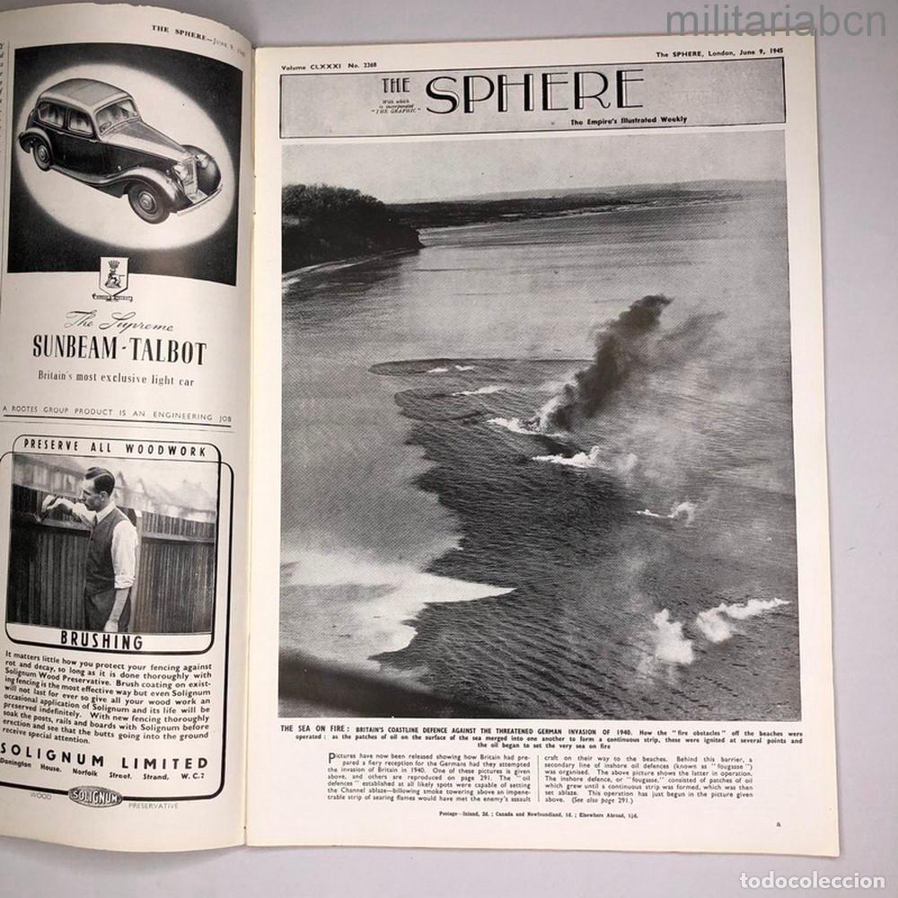 Military Antiques: Reino Unido. Revista o peri&oacute;dico The Sphere, London, June 9, 1945. Segunda Guerra Mundial