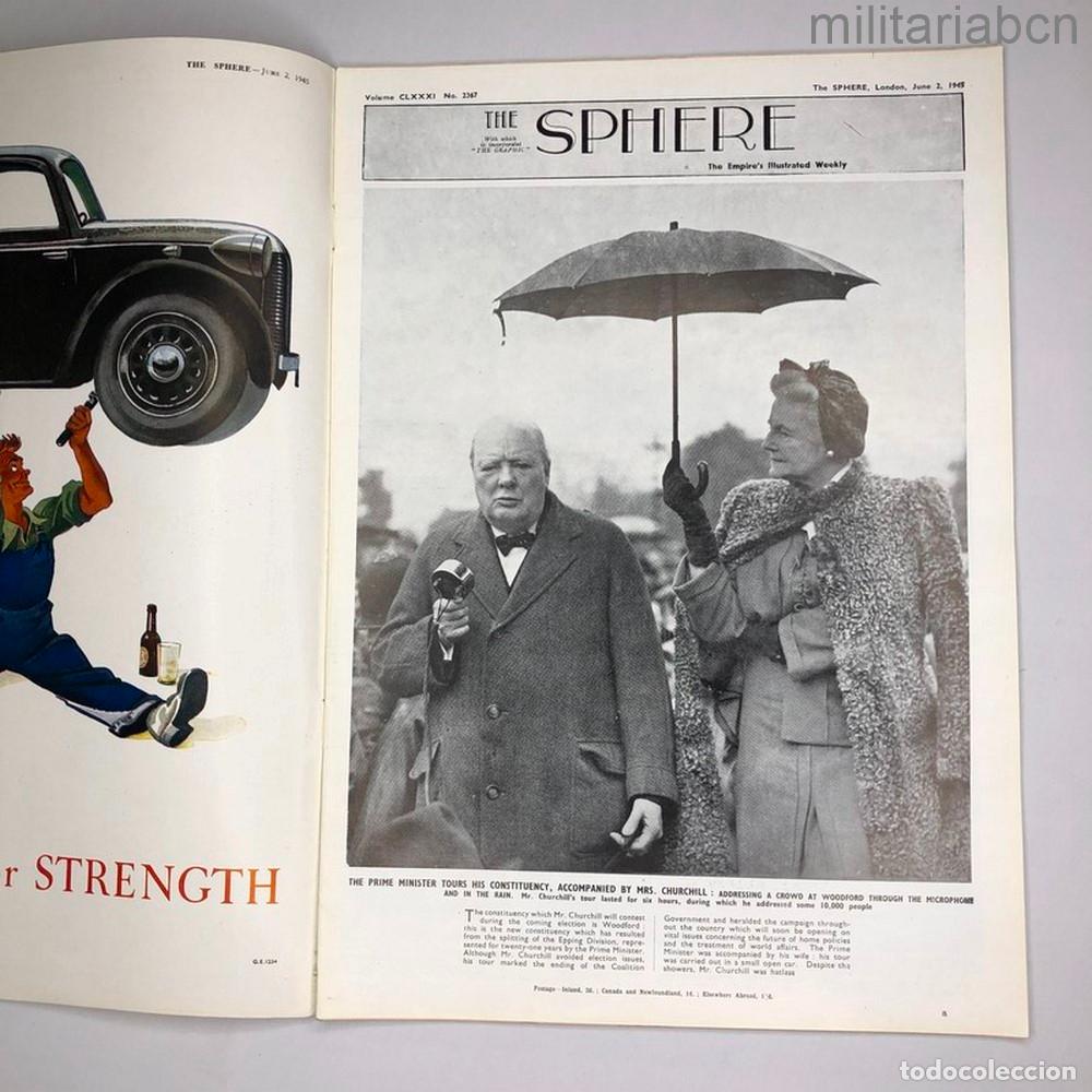 Military Antiques: Reino Unido. Revista o peri&oacute;dico The Sphere, London, June 2, 1945. Segunda Guerra Mundial