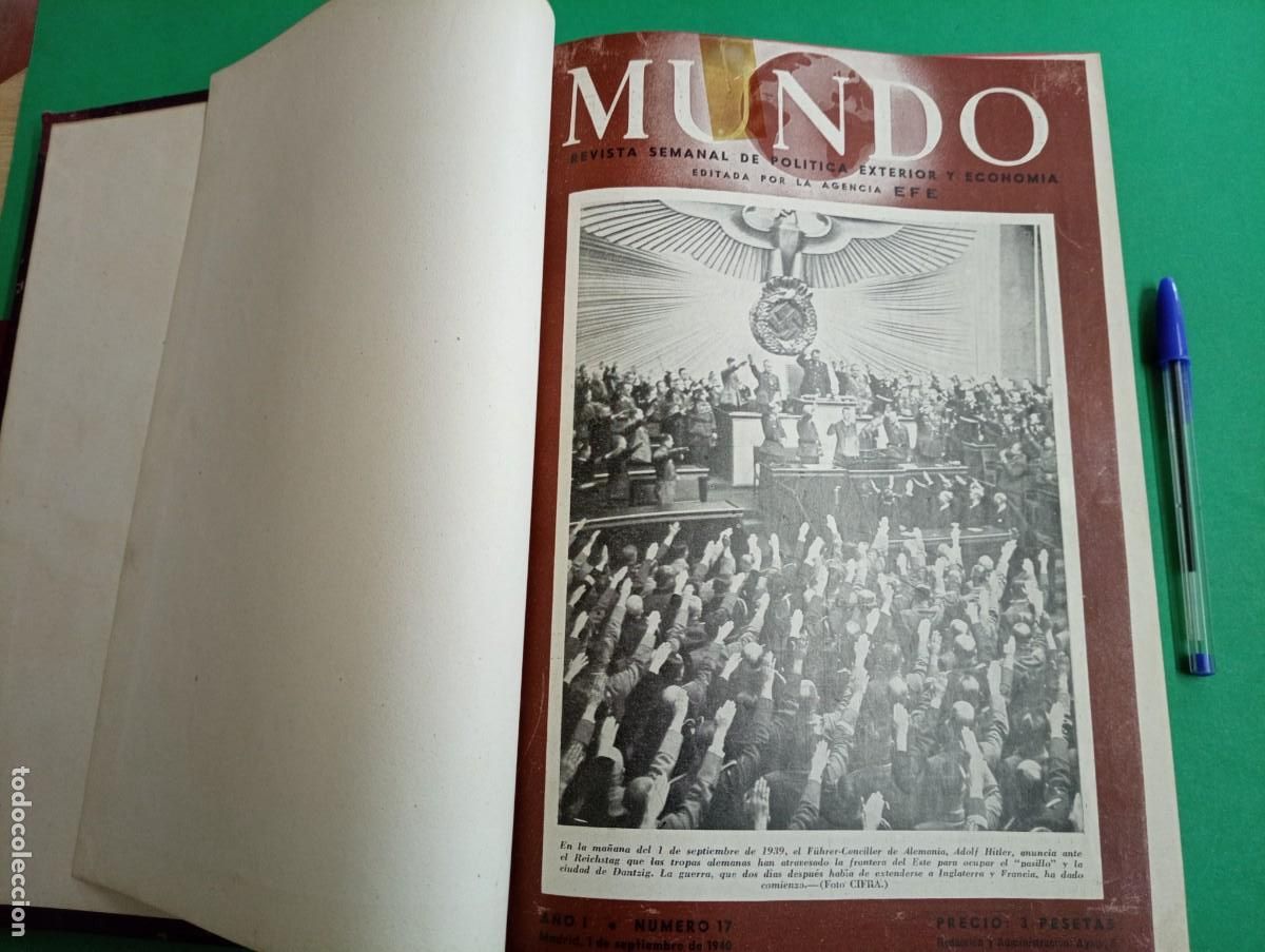 Militaria: Antiguo tomo de la Revista MUNDO. A&ntilde;o 1940. II Guerra Mundial.