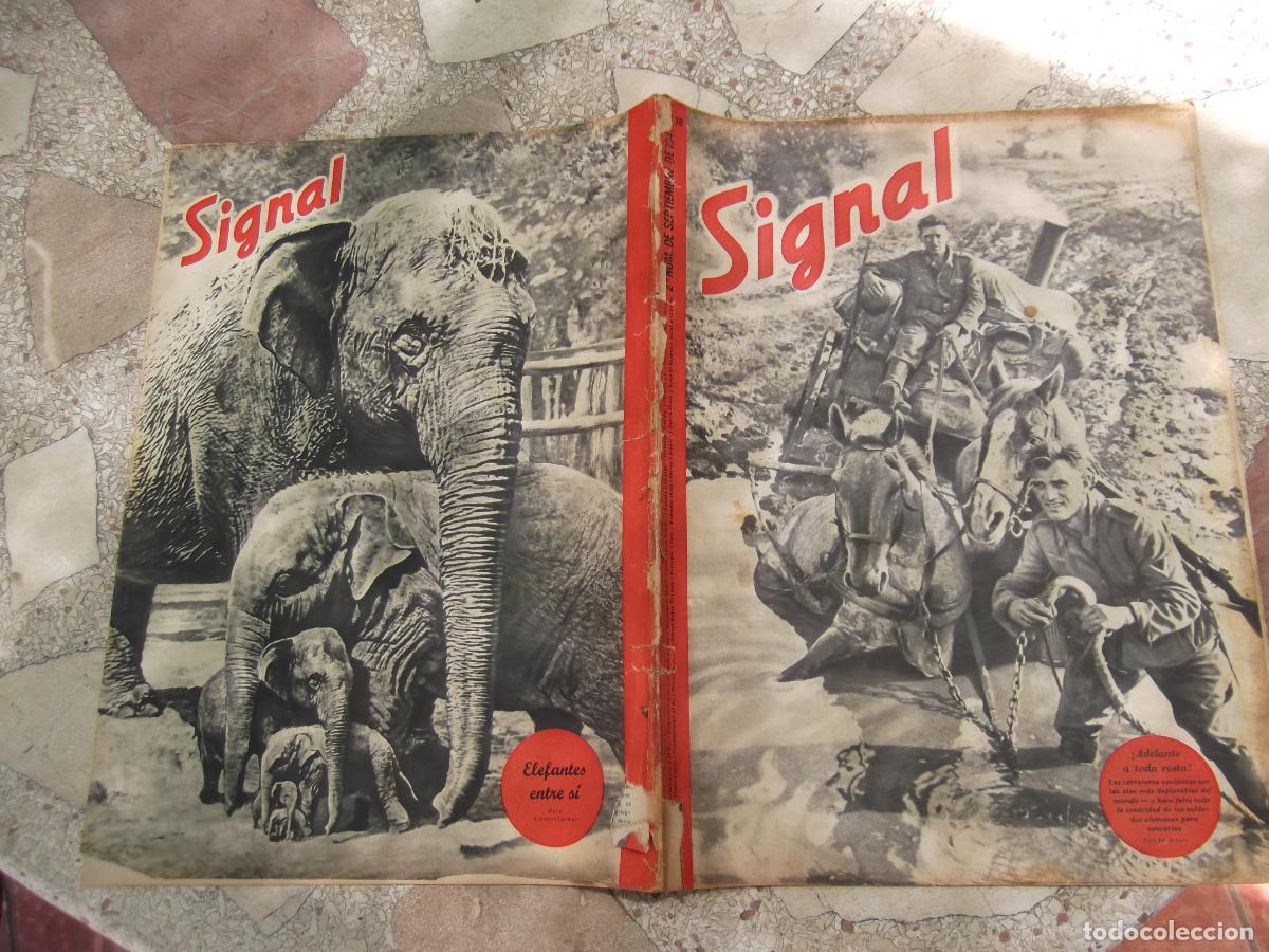 Militaria: signal 2&ordm; numero septiembre 1941 n&ordm; 18, con gran poster a color, adelante a toda costa