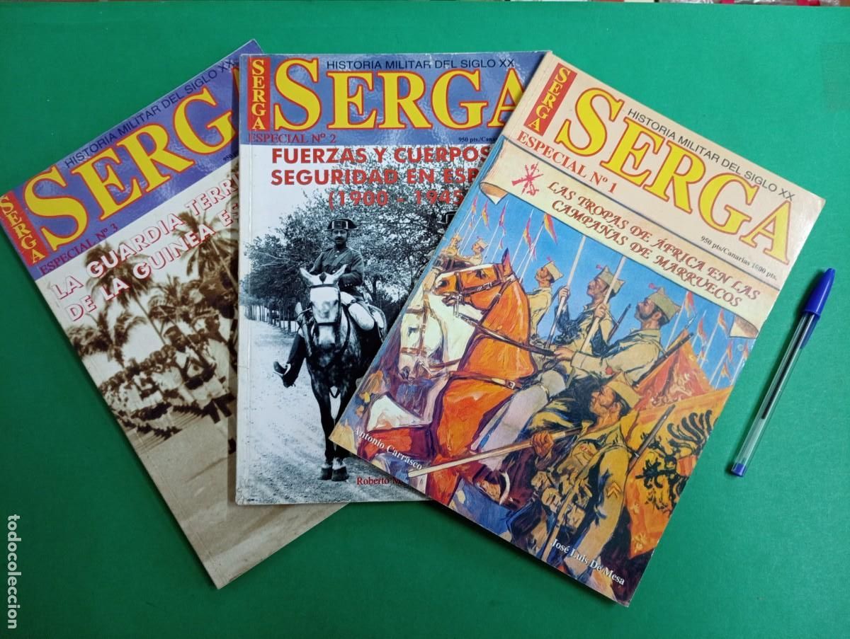 Militaria: Lote de 3 revistas SERGA. Especial 1-2-3. Tropas Africa/Guardia Civil/ Guardia Guinea...