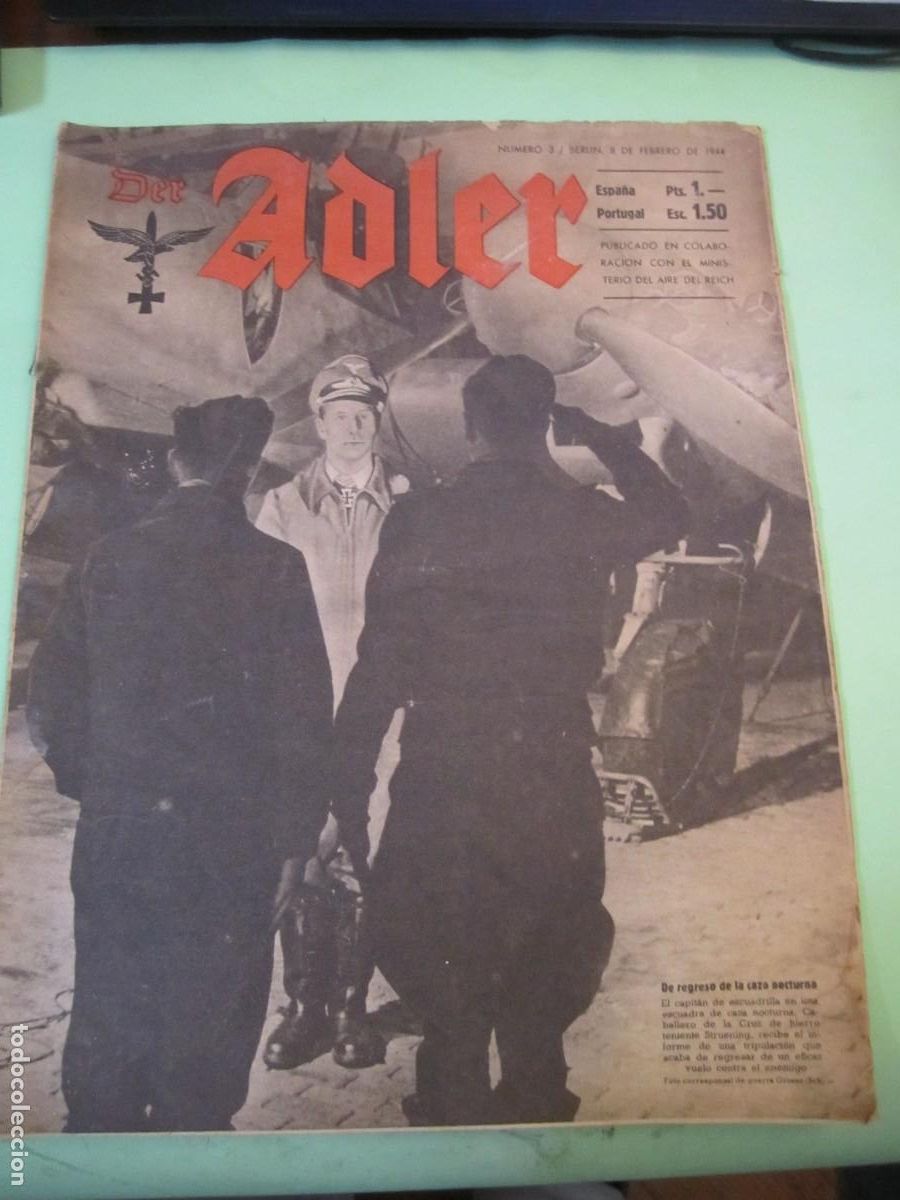 Militaria: DER ADLER -BERLIN 8 DE FEBRERO- 1944 REVISTA QUINCENAL DE LA LUFTWAFFE-EN ALEMAN Y CASTELLANO