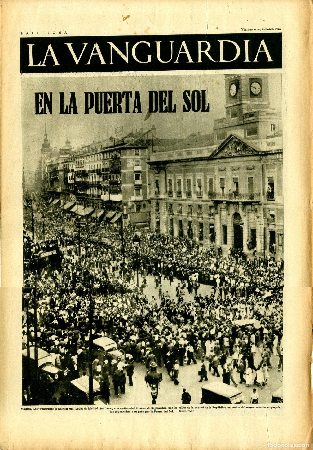 Militaria: La Vanguardia / Notas Gr&aacute;ficas / Barcelona, Viernes 4 de Septiembre de 1936 / En la Puerta del Sol J
