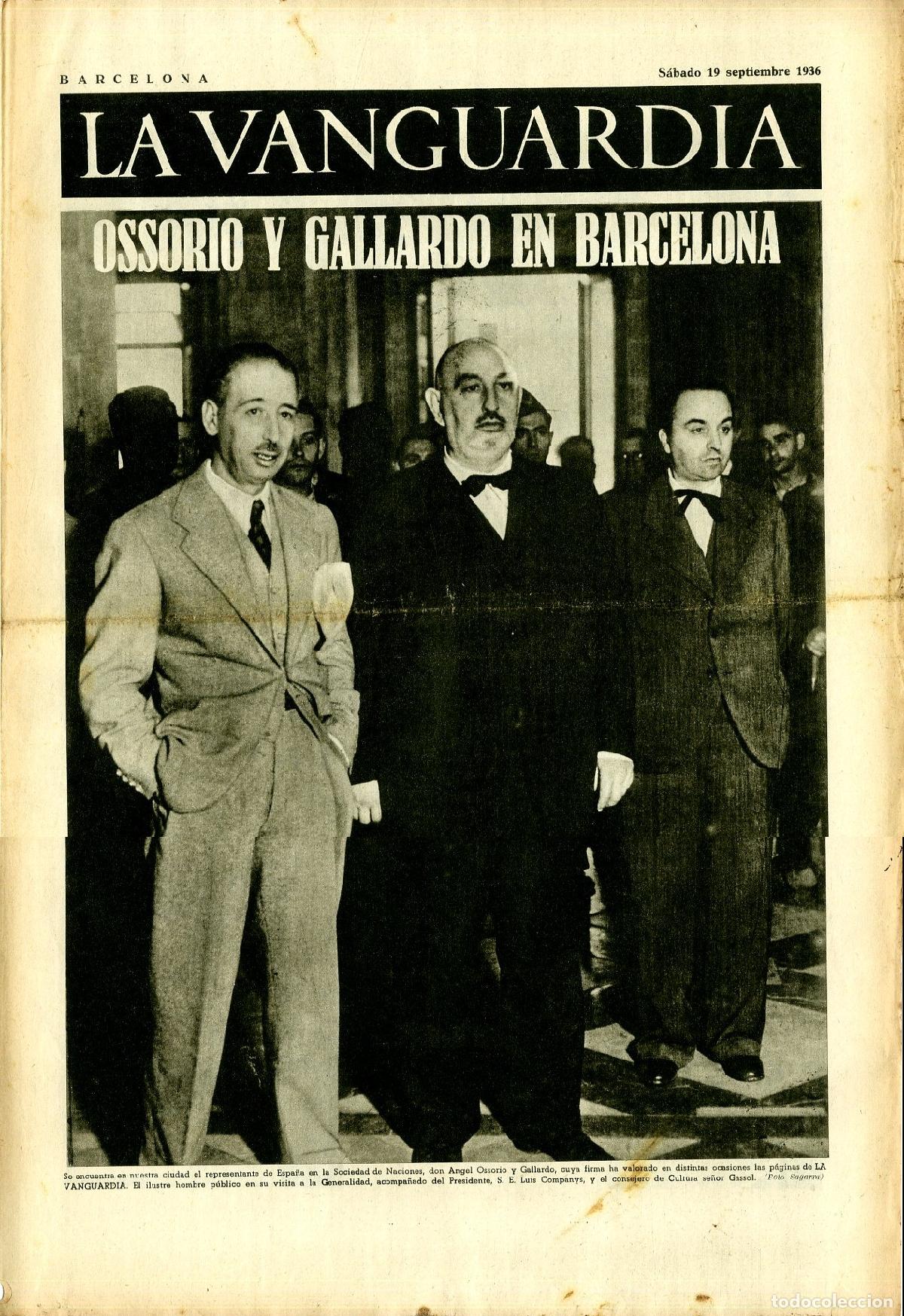 Militaria: La Vanguardia / Notas Gr&aacute;ficas / Barcelona, S&aacute;bado 19 de Septiembre de 1936 / Ossorio y Gallardo en