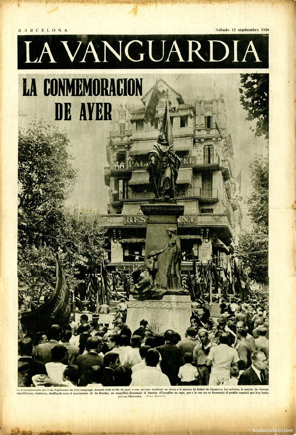 Militaria: La Vanguardia / Notas Gr&aacute;ficas / Barcelona, S&aacute;bado 12 de Septiembre de 1936 / La Conmemoraci&oacute;n de Ay