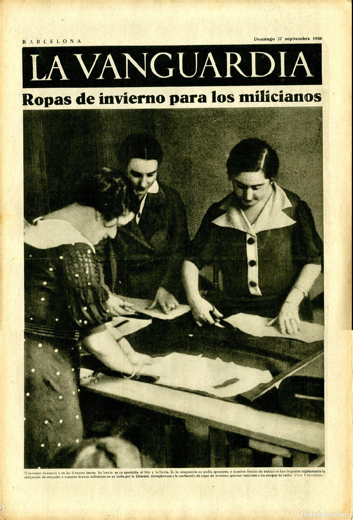 Militaria: La Vanguardia / Notas Gr&aacute;ficas / Barcelona, Domingo 27 de Septiembre de 1936 / Ropas de Invierno Par