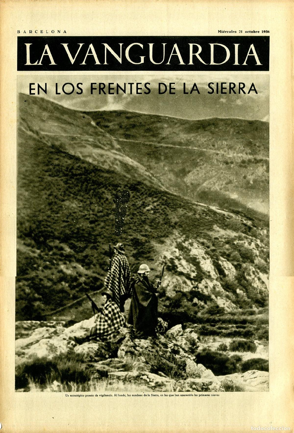Military Antiques: La Vanguardia / Notas Gr&aacute;ficas / Barcelona, Mi&eacute;rcoles 21 de Octubre de 1936 / En los Frentes de la S