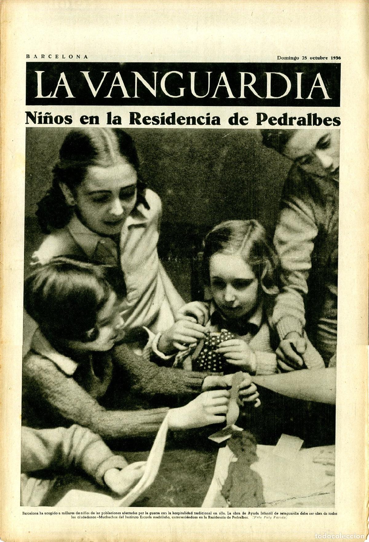 Military Antiques: La Vanguardia / Notas Gr&aacute;ficas / Barcelona, Domingo 25 de Octubre de 1936 / Ni&ntilde;os en la Residencia d