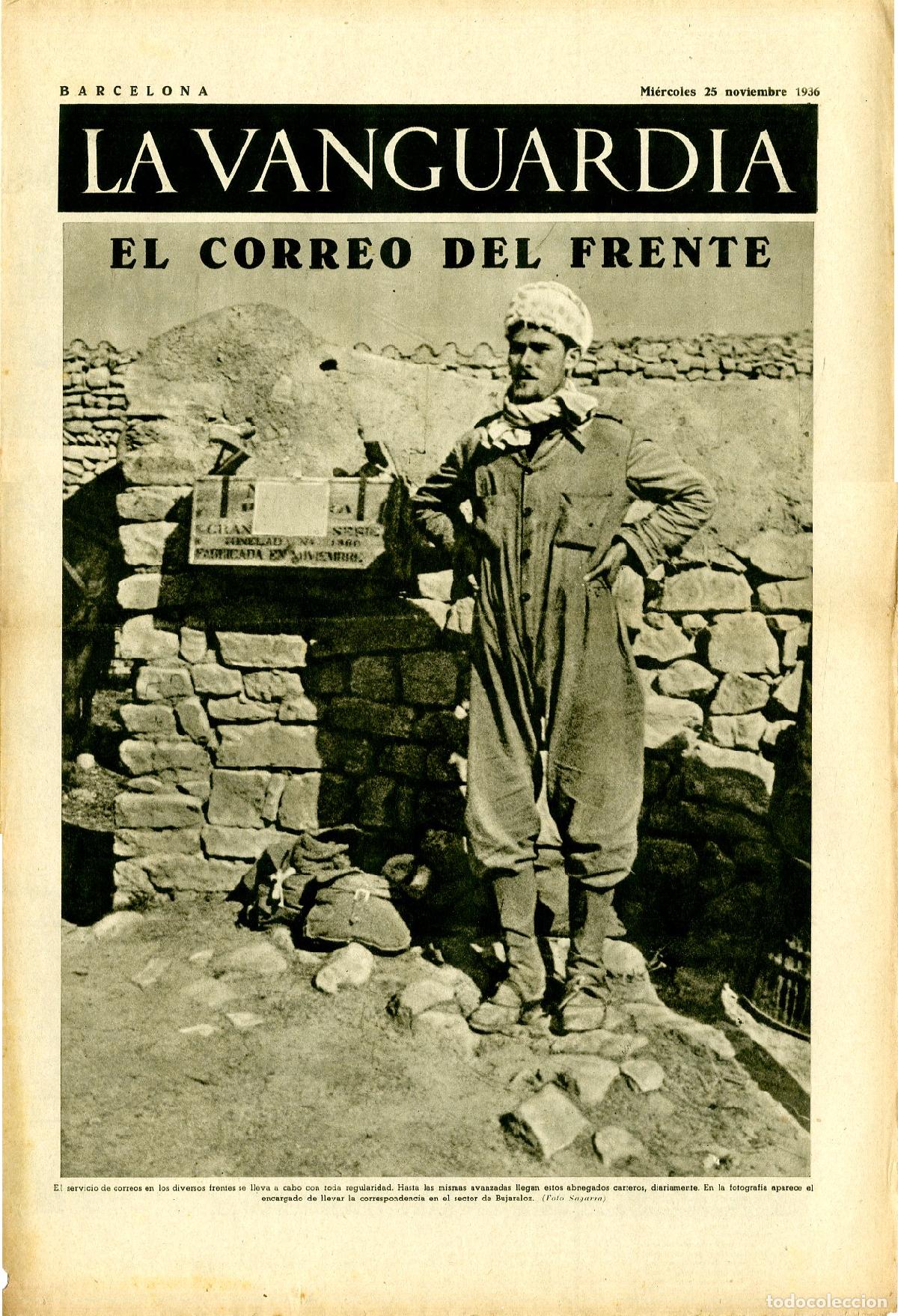 Military Antiques: La Vanguardia / Notas Gr&aacute;ficas / Barcelona, Mi&eacute;rcoles 25 de Noviembre de 1936 / El Correo del Frente