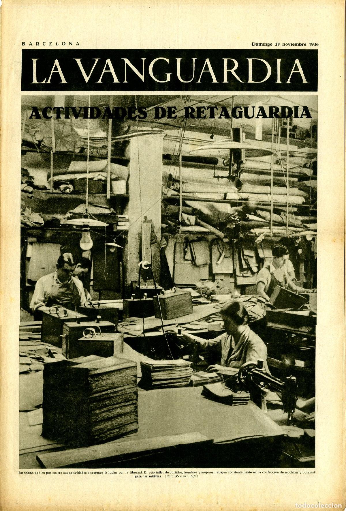 Military Antiques: La Vanguardia / Notas Gr&aacute;ficas / Barcelona, Domingo 29 de Noviembre de 1936 / Actividades de Retagua