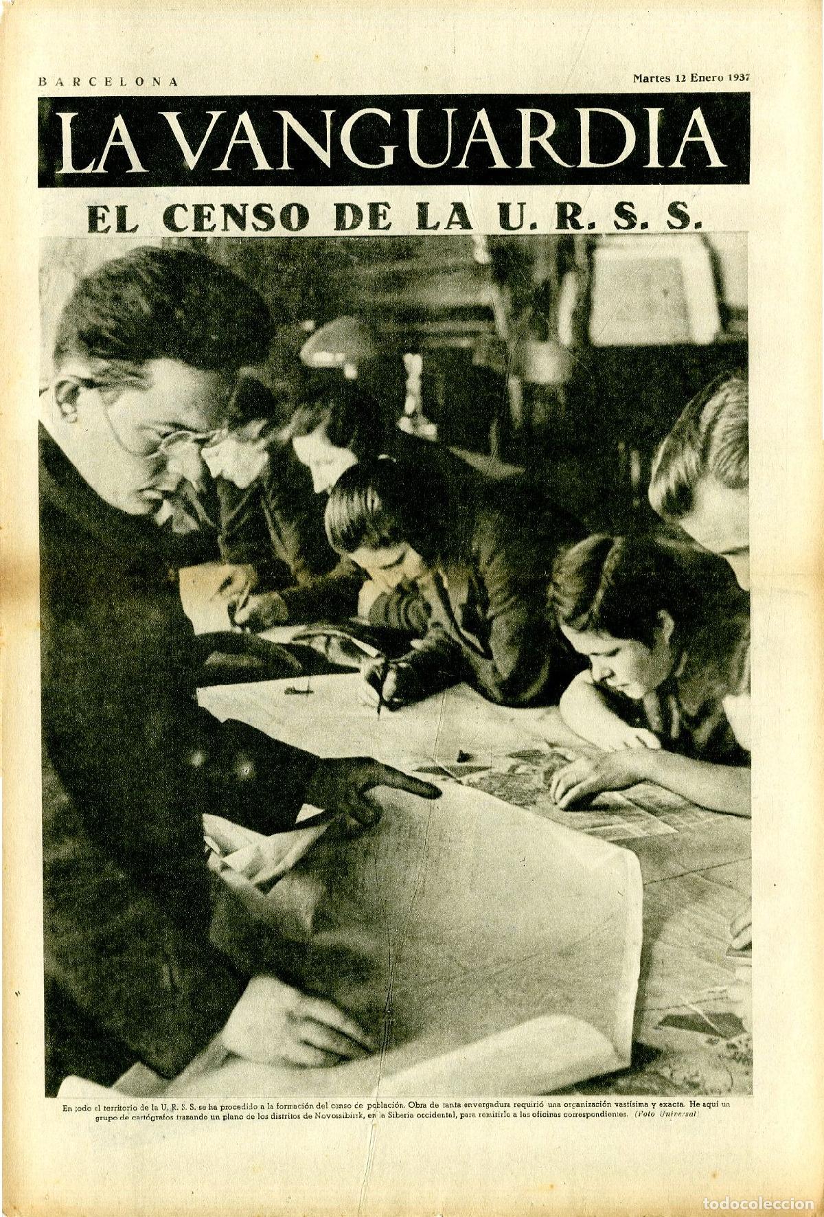 Military Antiques: La Vanguardia / Notas Gr&aacute;ficas / Barcelona, Martes 12 de Enero de 1937 / El Censo de la URSS