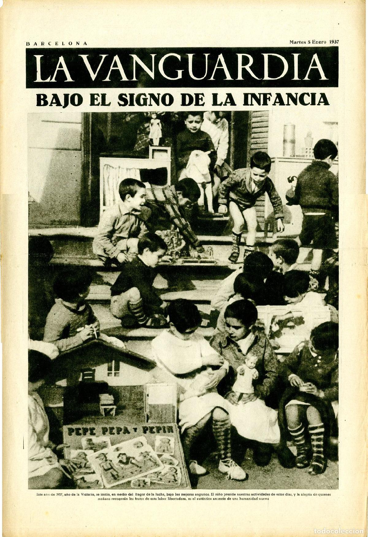 Militaria: La Vanguardia / Notas Gr&aacute;ficas / Barcelona, Martes 5 de Enero de 1937 / Bajo el Signo de la Infancia