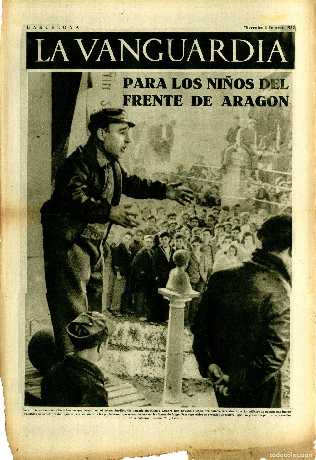 Militaria: La Vanguardia / Notas Gr&aacute;ficas / Barcelona, Mi&eacute;rcoles 3 de Febrero de 1937 / Para los Ni&ntilde;os del Fren