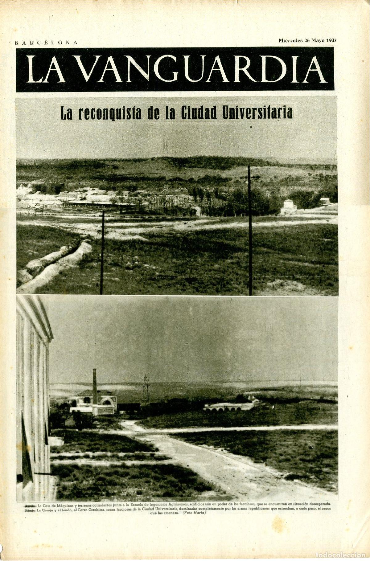 Militaria: La Vanguardia / Notas Gr&aacute;ficas / Barcelona, Mi&eacute;rcoles 26 de Mayo de 1937 / La Reconquistade la Ciuda