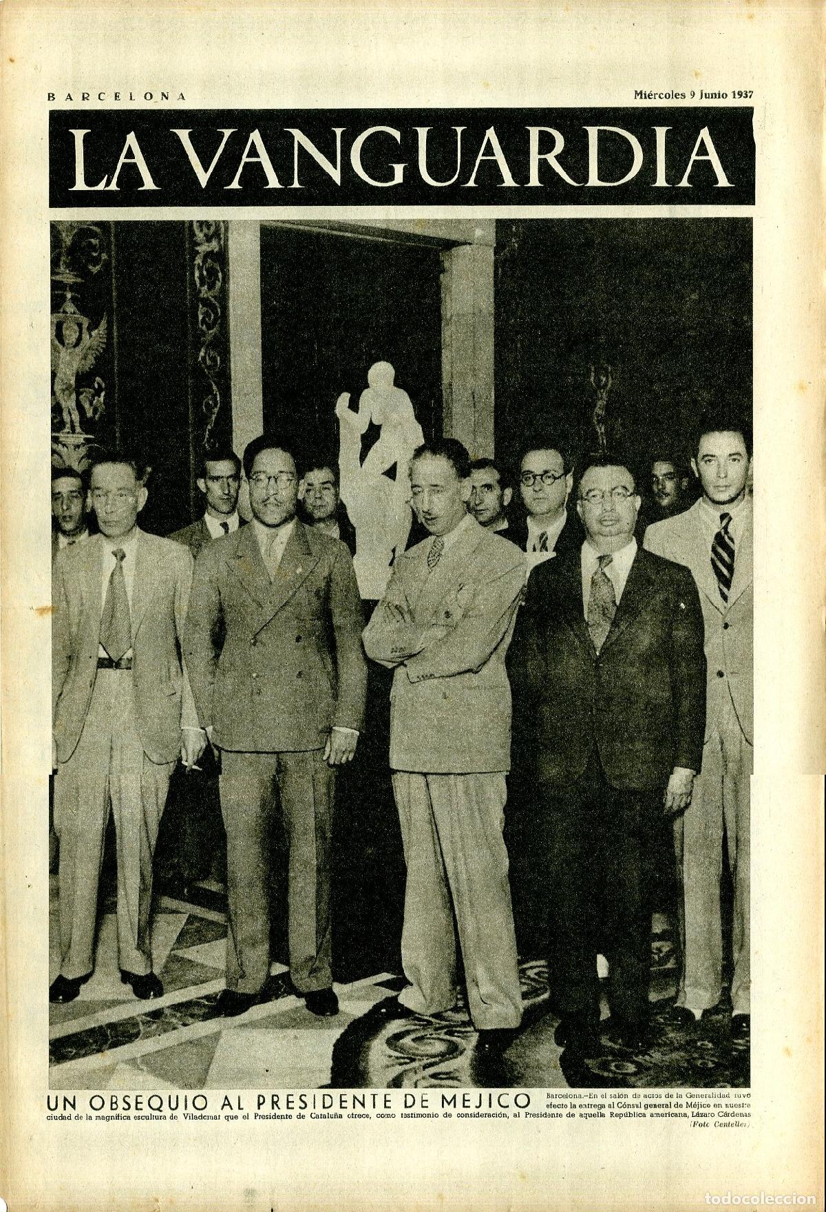 Militaria: La Vanguardia / Notas Gr&aacute;ficas / Barcelona, Mi&eacute;rcoles 9 de Junio de 1937 / Un Obsequio al Presidente