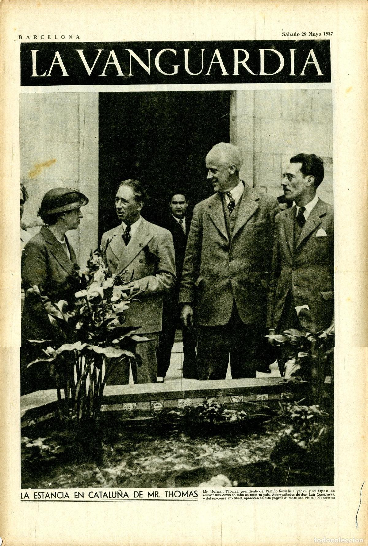 Militaria: La Vanguardia / Notas Gr&aacute;ficas / Barcelona, S&aacute;bado 29 de Mayo de 1937 / La Estancia en Catalu&ntilde;a de M