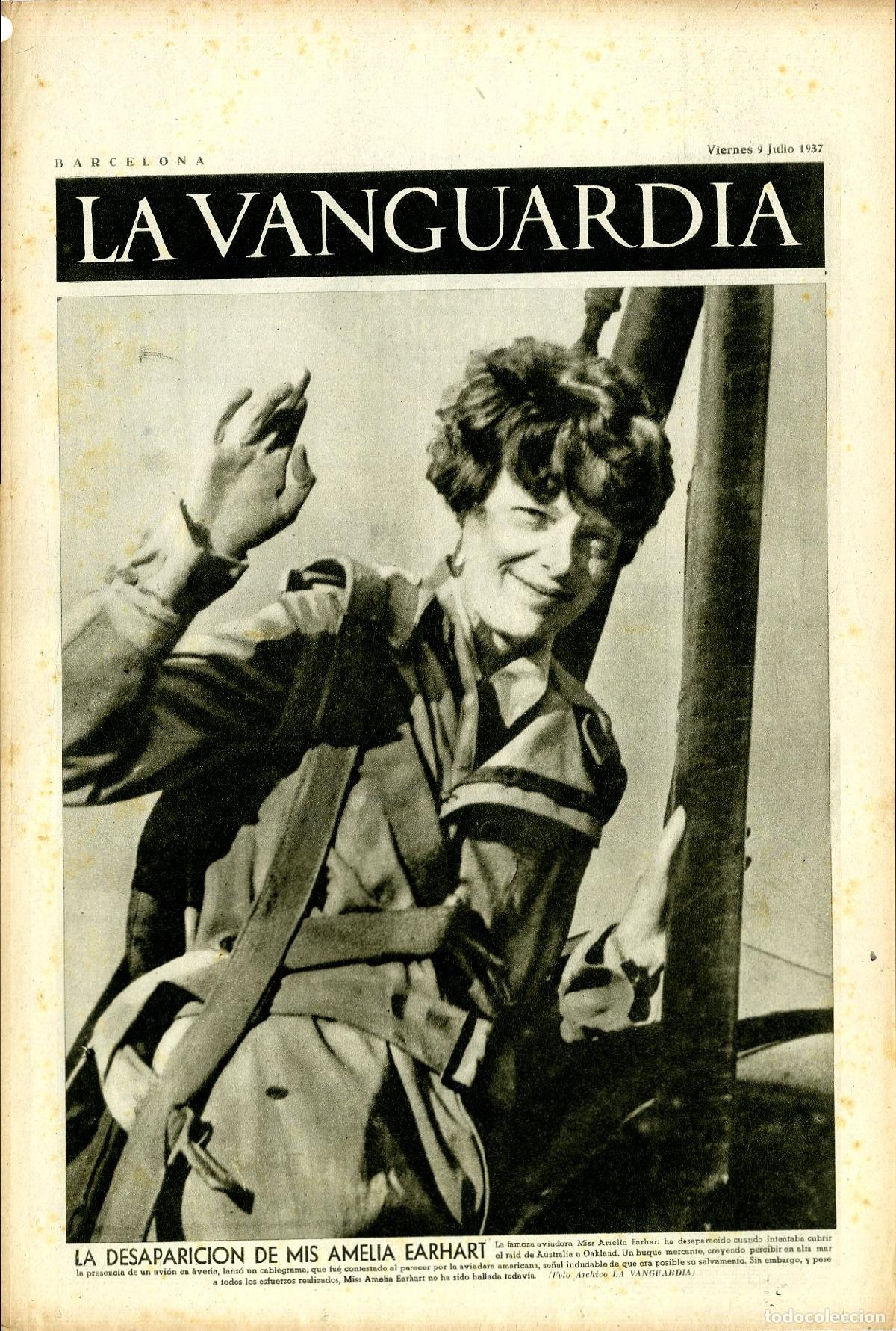 Militaria: La Vanguardia / Notas Gr&aacute;ficas / Barcelona, Viernes 9 de Julio de 1937 / La Desaparici&oacute;n de Mis Amel