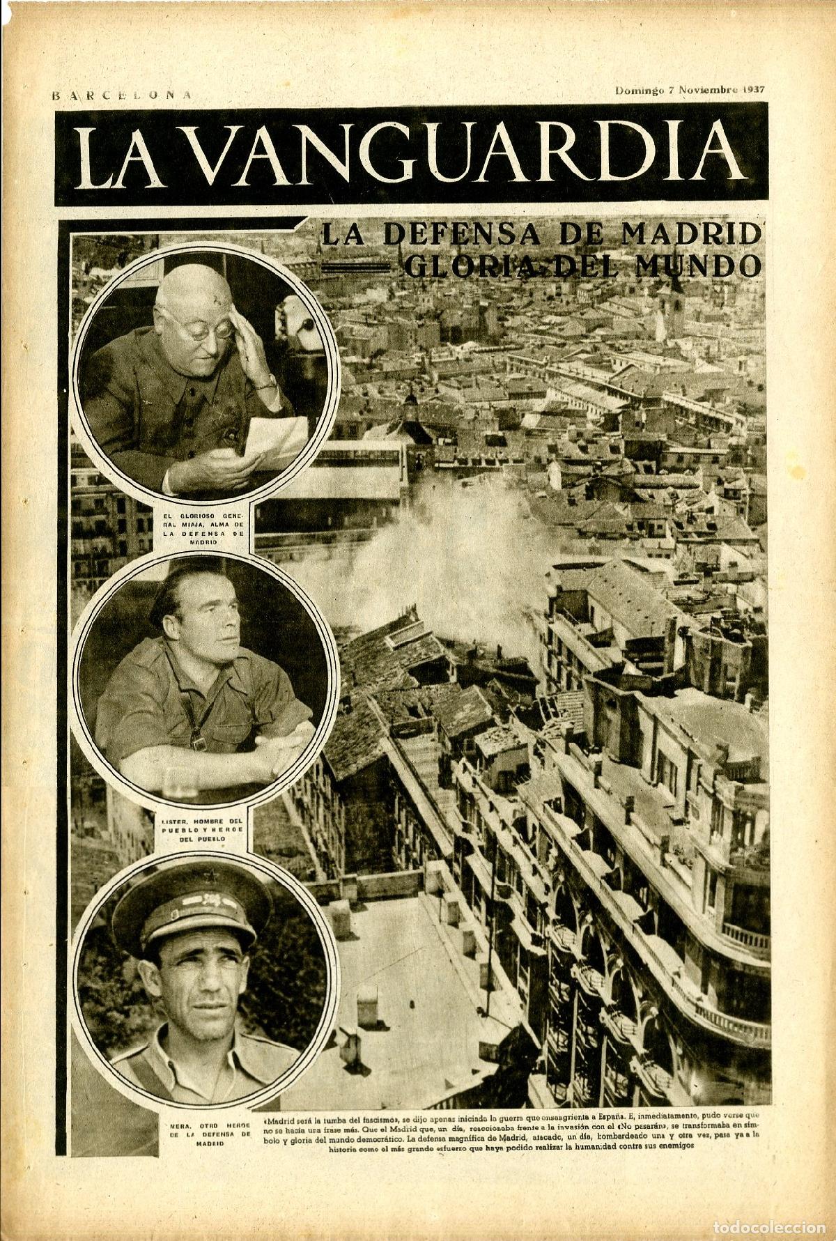 Militaria: La Vanguardia / Notas Gr&aacute;ficas / Barcelona, Domingo 7 de Noviembre de 1937 / La Defensa de Madrid Gl