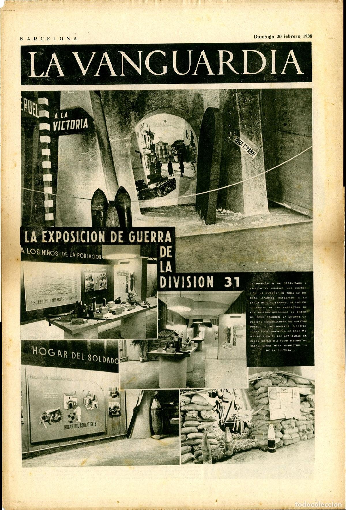 Militaria: La Vanguardia / Notas Gr&aacute;ficas / Barcelona, Domingo 20 de Febrero de 1938 / La Exposici&oacute;n de Guerra