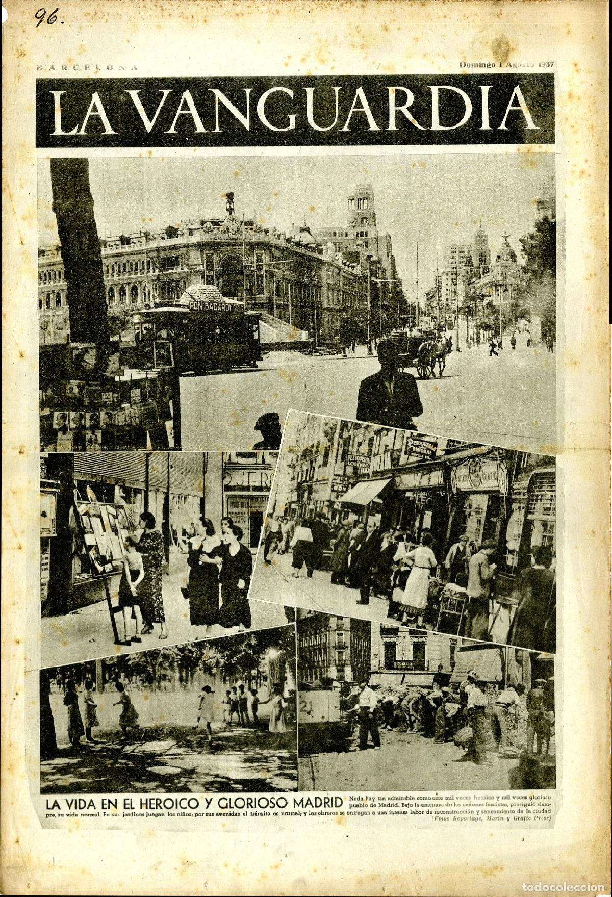 Militaria: La Vanguardia / Notas Gr&aacute;ficas / Barcelona, Domingo 1 de Agosto de 1937 / La Vida en el Heroico y Gl
