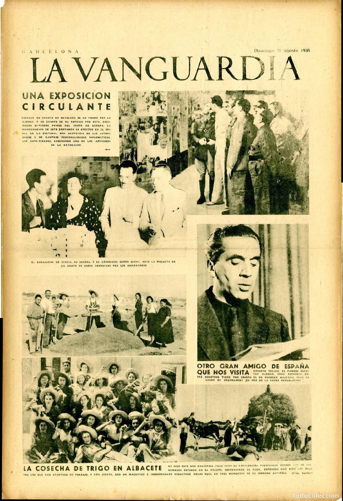 Militaria: La Vanguardia / Notas Gr&aacute;ficas / Barcelona, Jueves 28 de Agosto de 1938 / Una Exposici&oacute;n Circulante