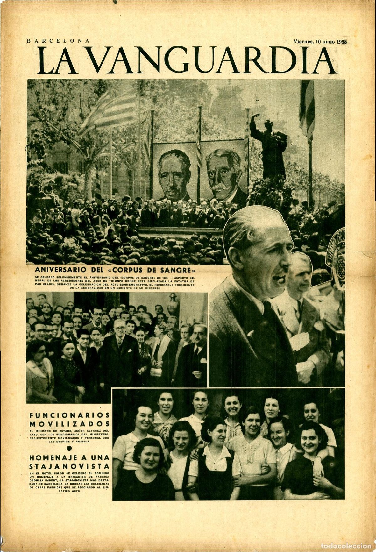 Militaria: La Vanguardia / Notas Gr&aacute;ficas / Barcelona, Viernes 10 de Junio de 1938 / Aniversario del Corpus de