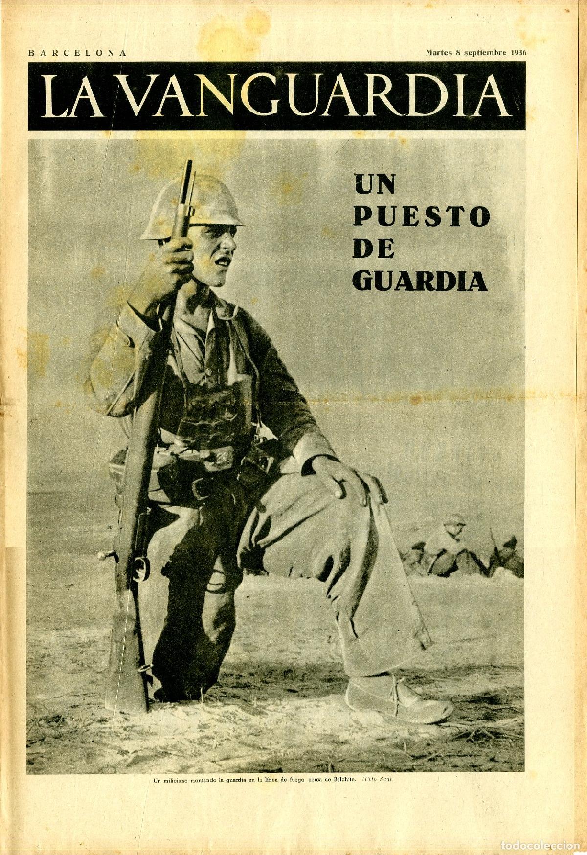 Militaria: La Vanguardia 8 /09/ 1936 / Un Puesto de Guardia Cerca de Belchite