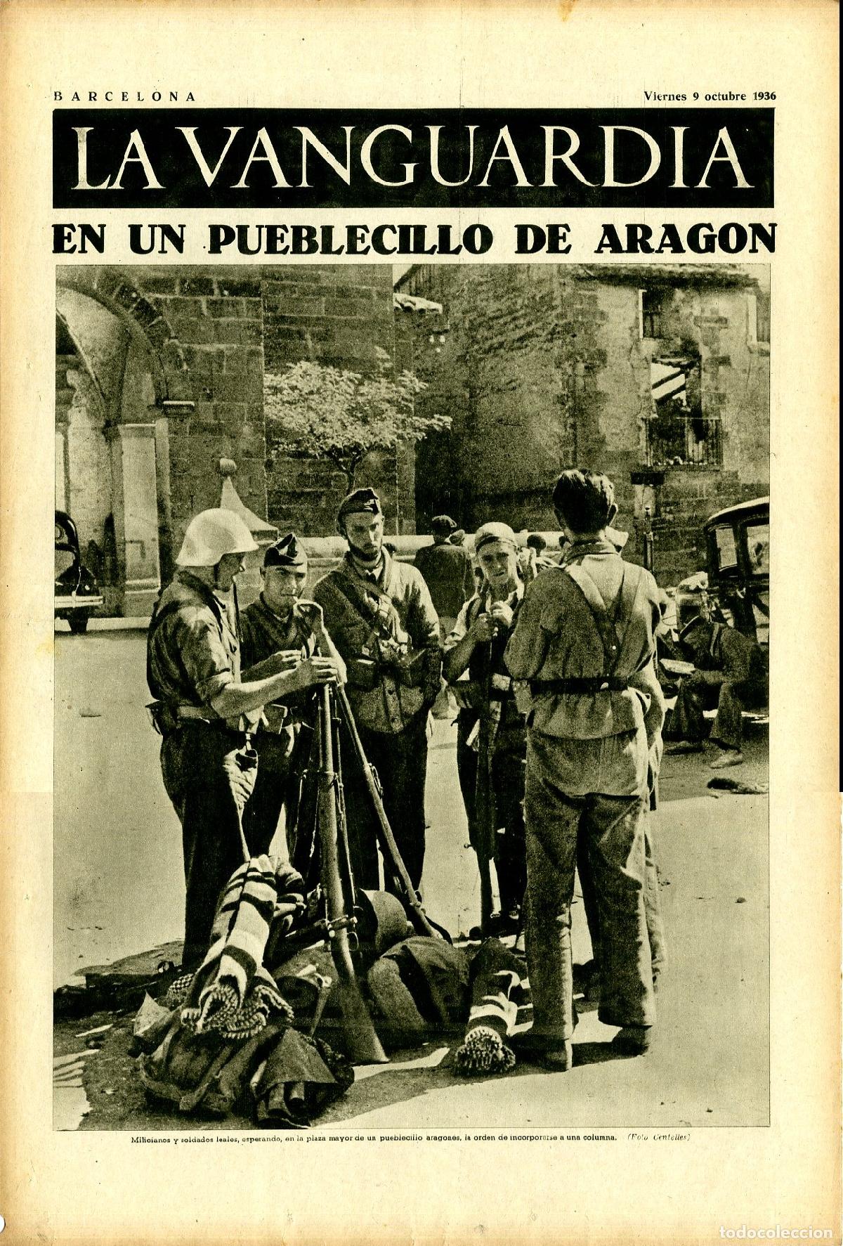 Militaria: La Vanguardia 9 /10/ 1936 / En Un Pueblecillo de Arag&oacute;n, Sector de Huesca