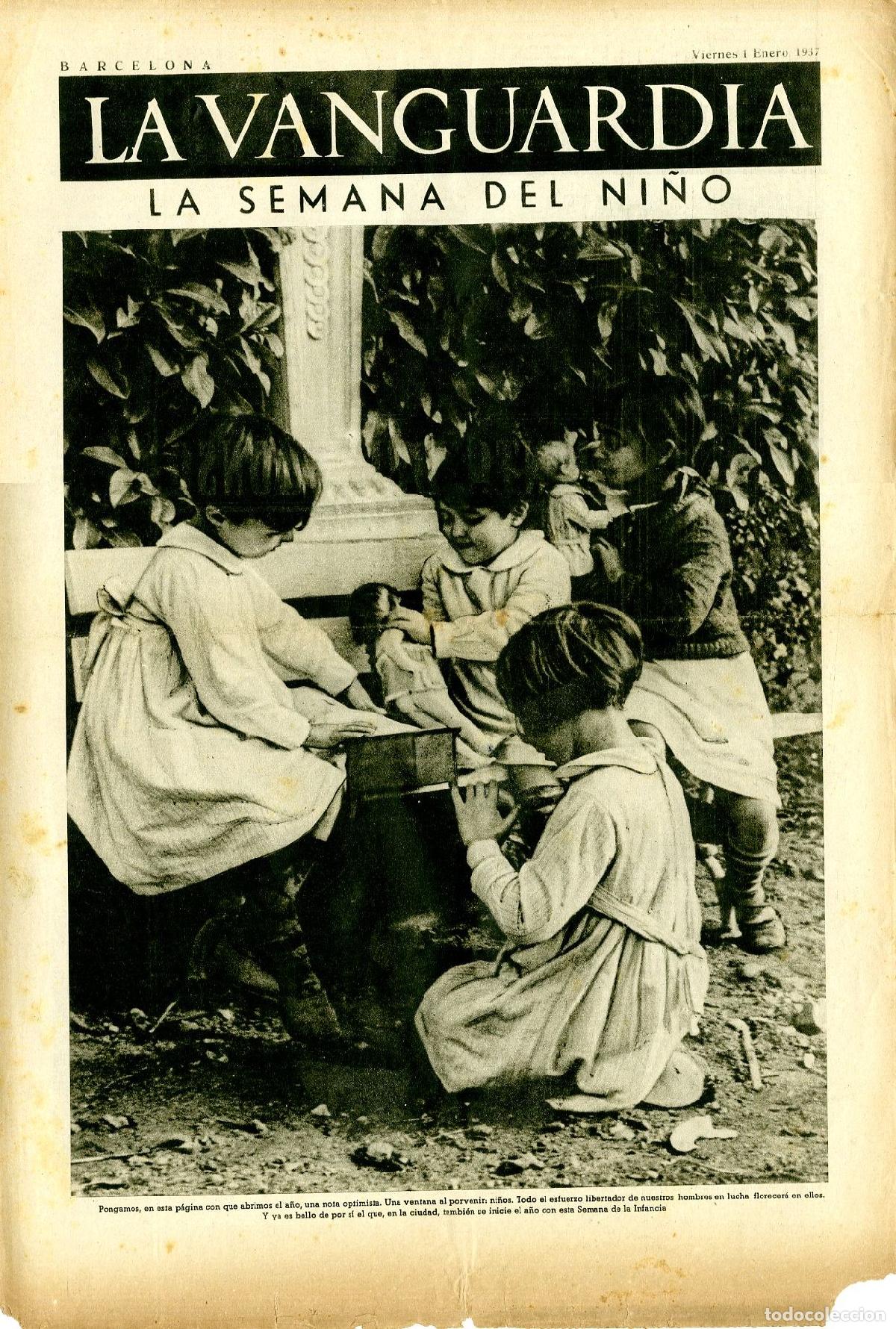 Militaria: La Vanguardia 1 /01/ 1937 / La Semana del Ni&ntilde;o, El Hundimiento del Konsomol