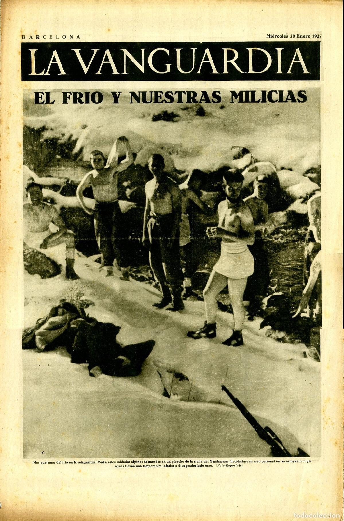 Militaria: La Vanguardia 20 /01/ 1937 / El Frio y Nuestras Milicias en la Sierra de Guadarrama
