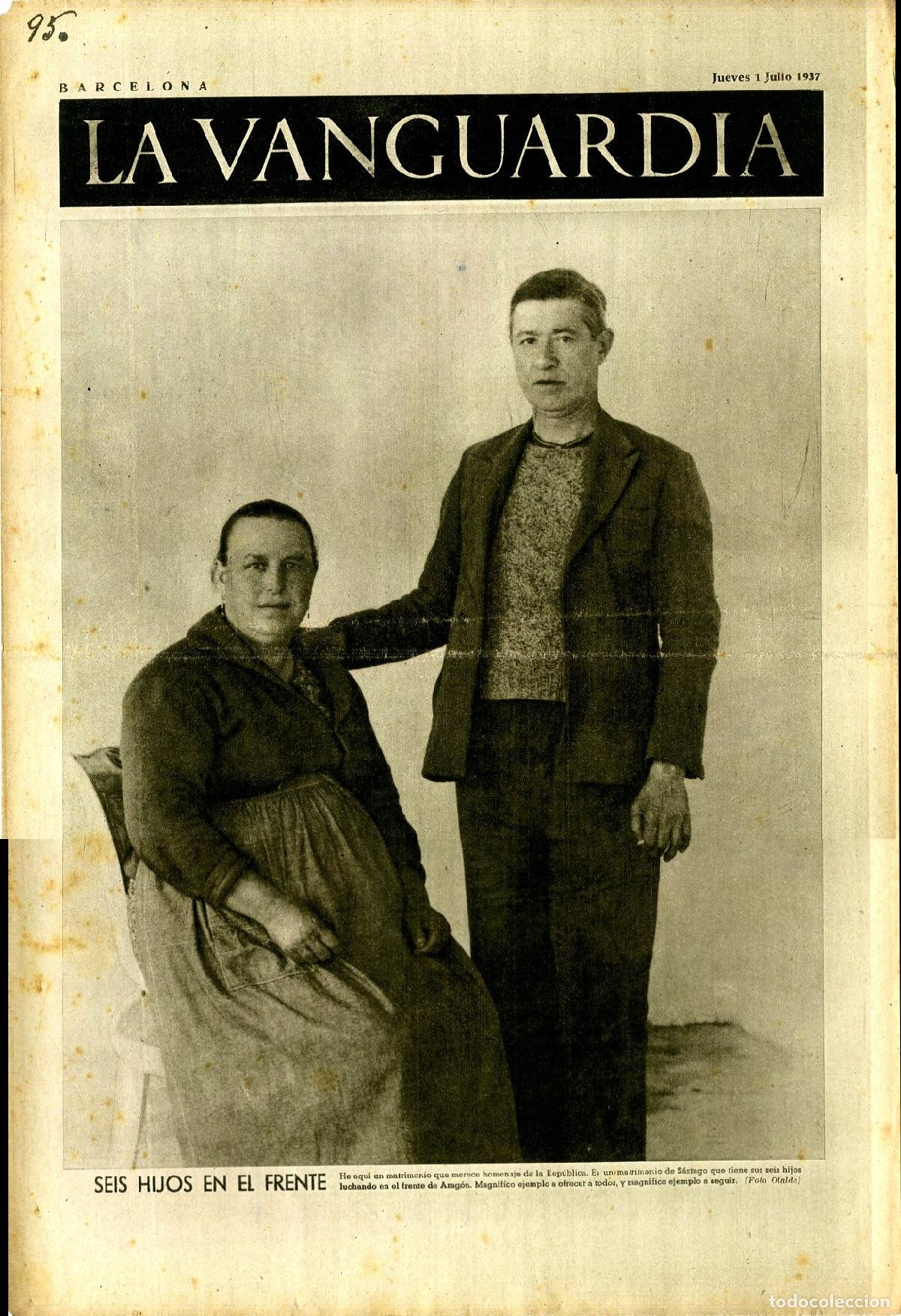 Militaria: La Vanguardia 1 /07/ 1937 / Seis Hijos en el Frente, Fam&iacute;lia de Sestao