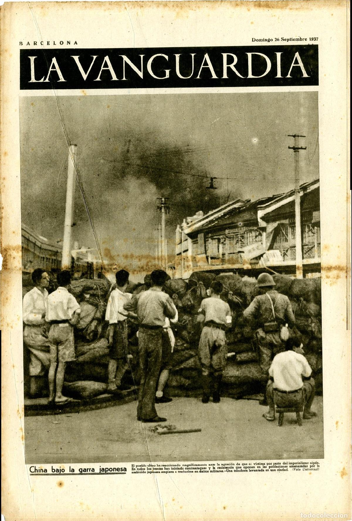 Militaria: La Vanguardia 26 /08/ 1937 / China Bajo la Garra Japonesa / Frente de Madrid