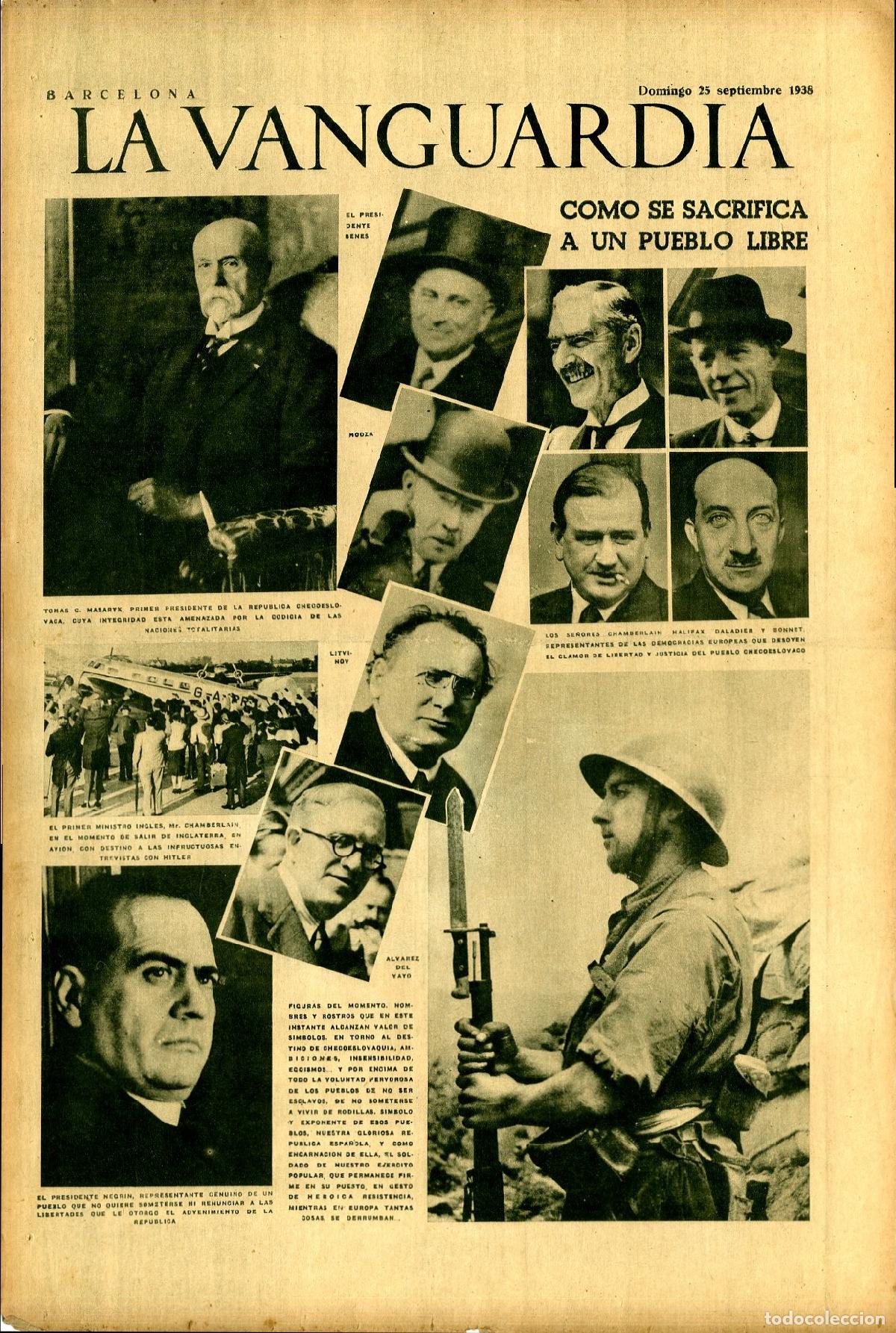 Militaria: La Vanguardia 25 /09/ 1938 / Como Se Sacrifica a un Pueblo Libre, Presidente Negr&iacute;n