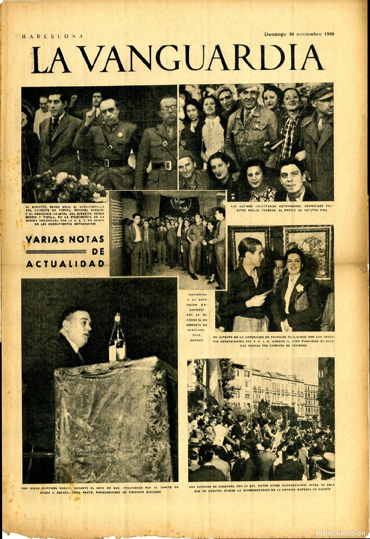 Militaria: La Vanguardia 20 /11/ 1938 / Varias Notas de Actualidad