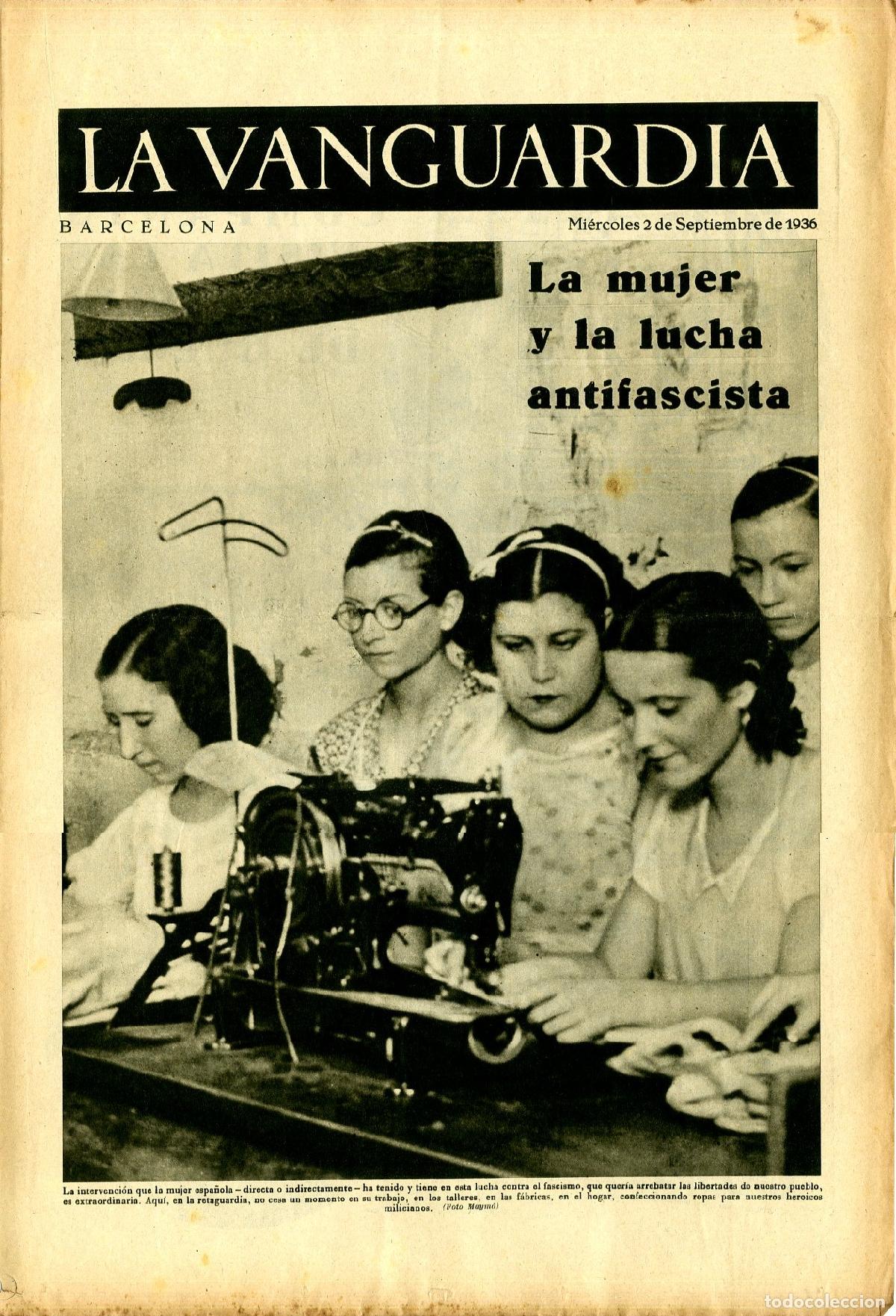 Militaria: La Vanguardia 2 /09/ 1936 / La Mujer y la Lucha Antifascista