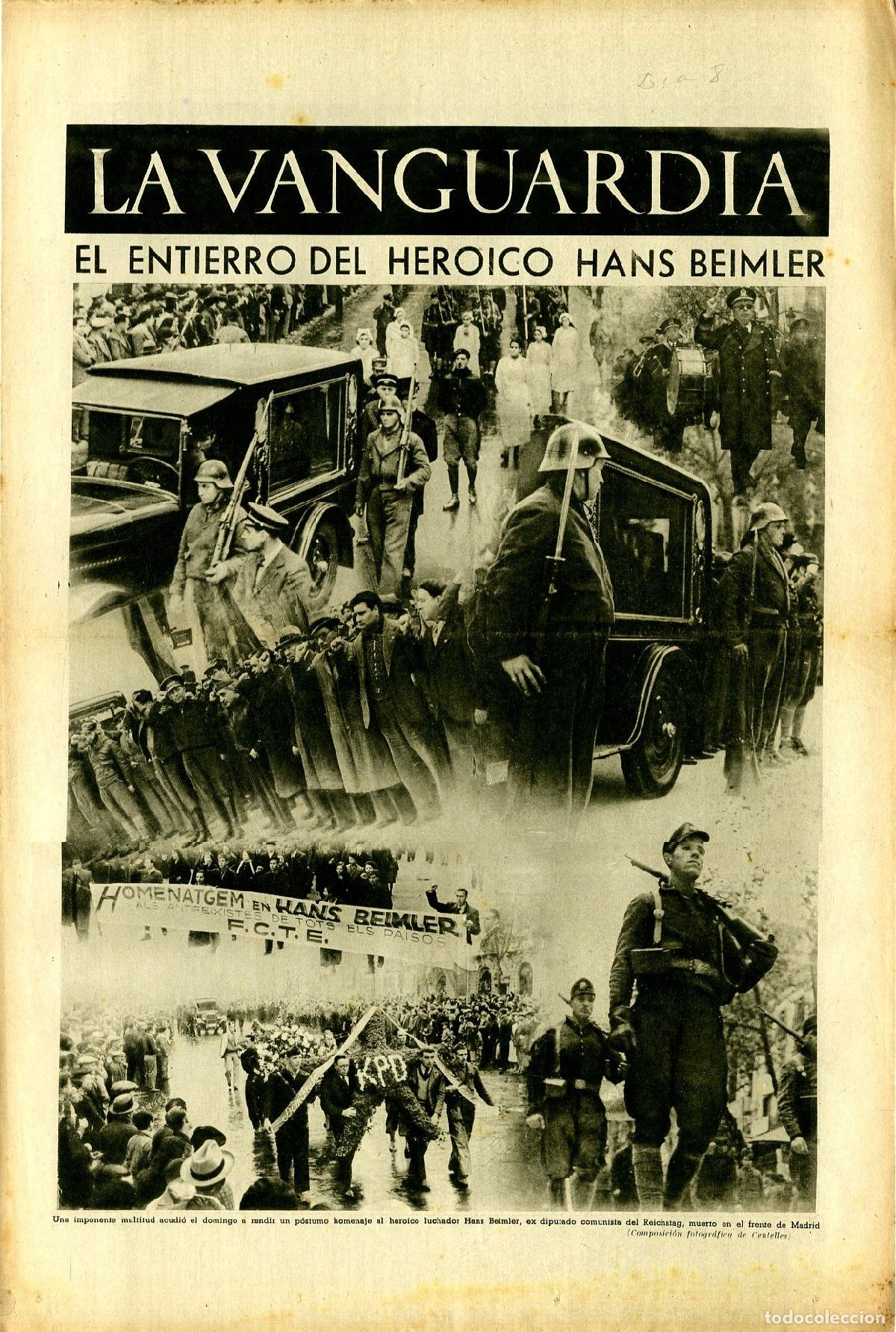 Militaria: La Vanguardia 8 /12/ 1936 / El Entierro del Hierro Hans Beimler