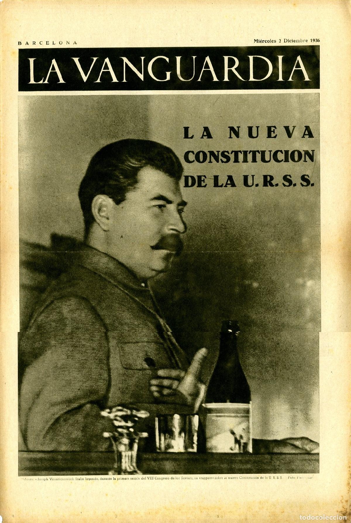 Militaria: La Vanguardia 2 /12/ 1936 / La Nueva Constituci&oacute;n de la U.R.S.S