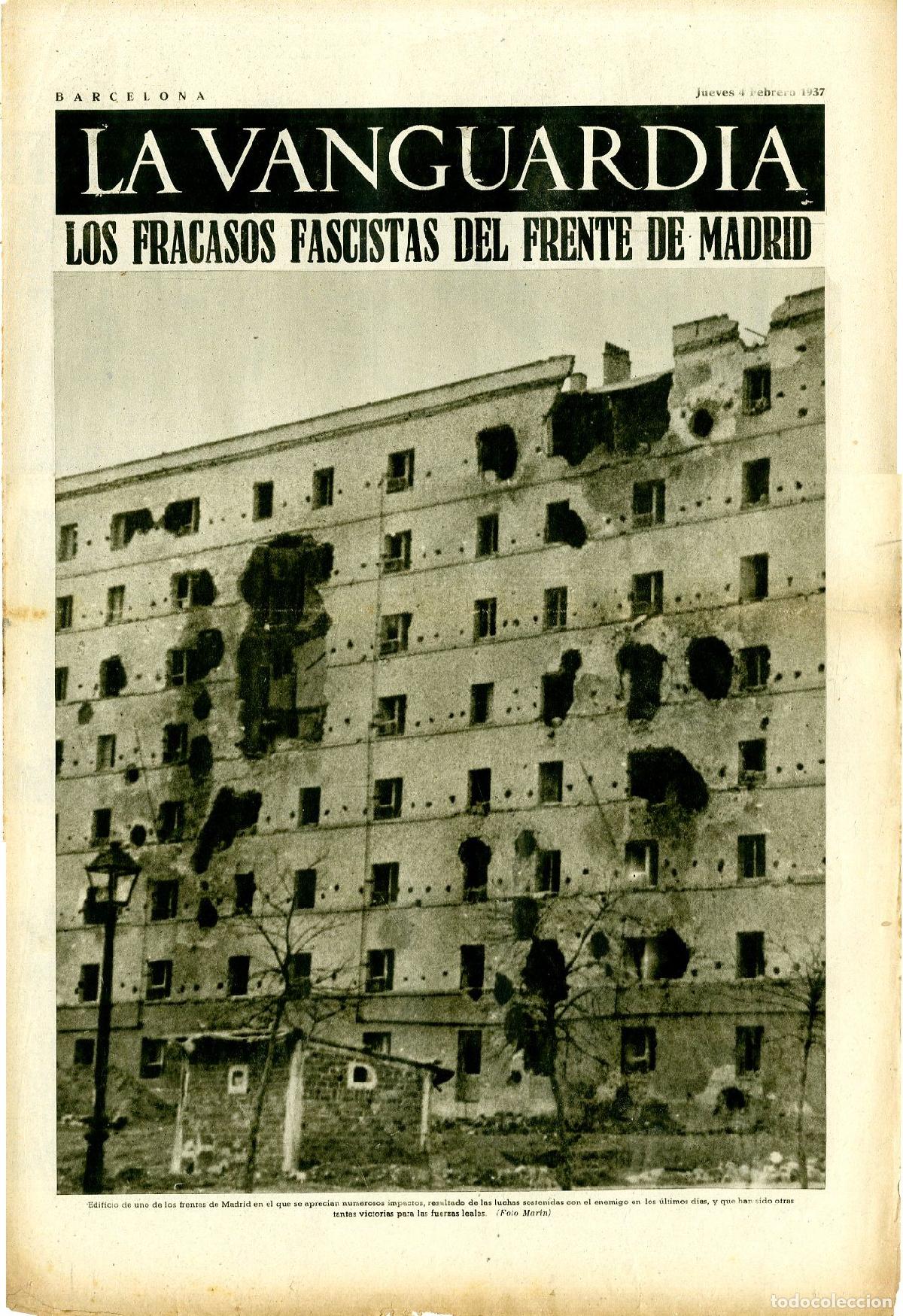 Militaria: La Vanguardia 4 /02/ 1937 / Los Fracasos Fascistas del Frente de Madrid