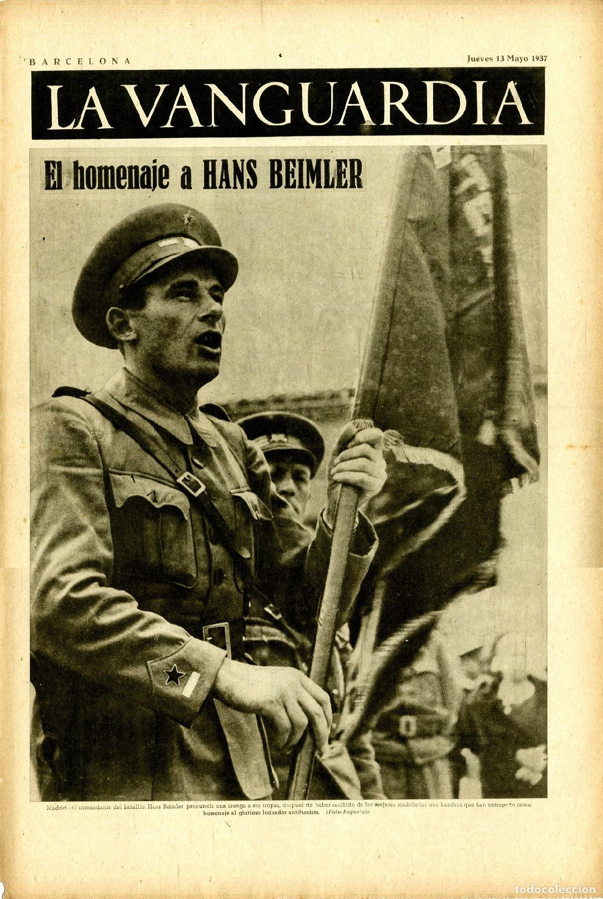 Militaria: La Vanguardia 13 /05/ 1937 / El Homenaje a Hans Beimler