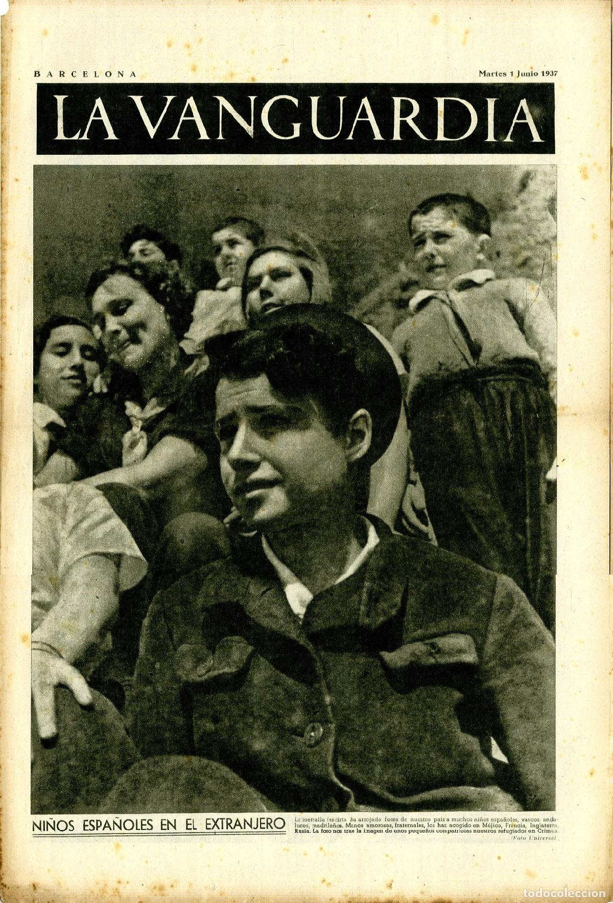 Military Antiques: La Vanguardia 1 /06/ 1937 / Ni&ntilde;os Espa&ntilde;oles en el Extranjero / Bombardeo en Valencia