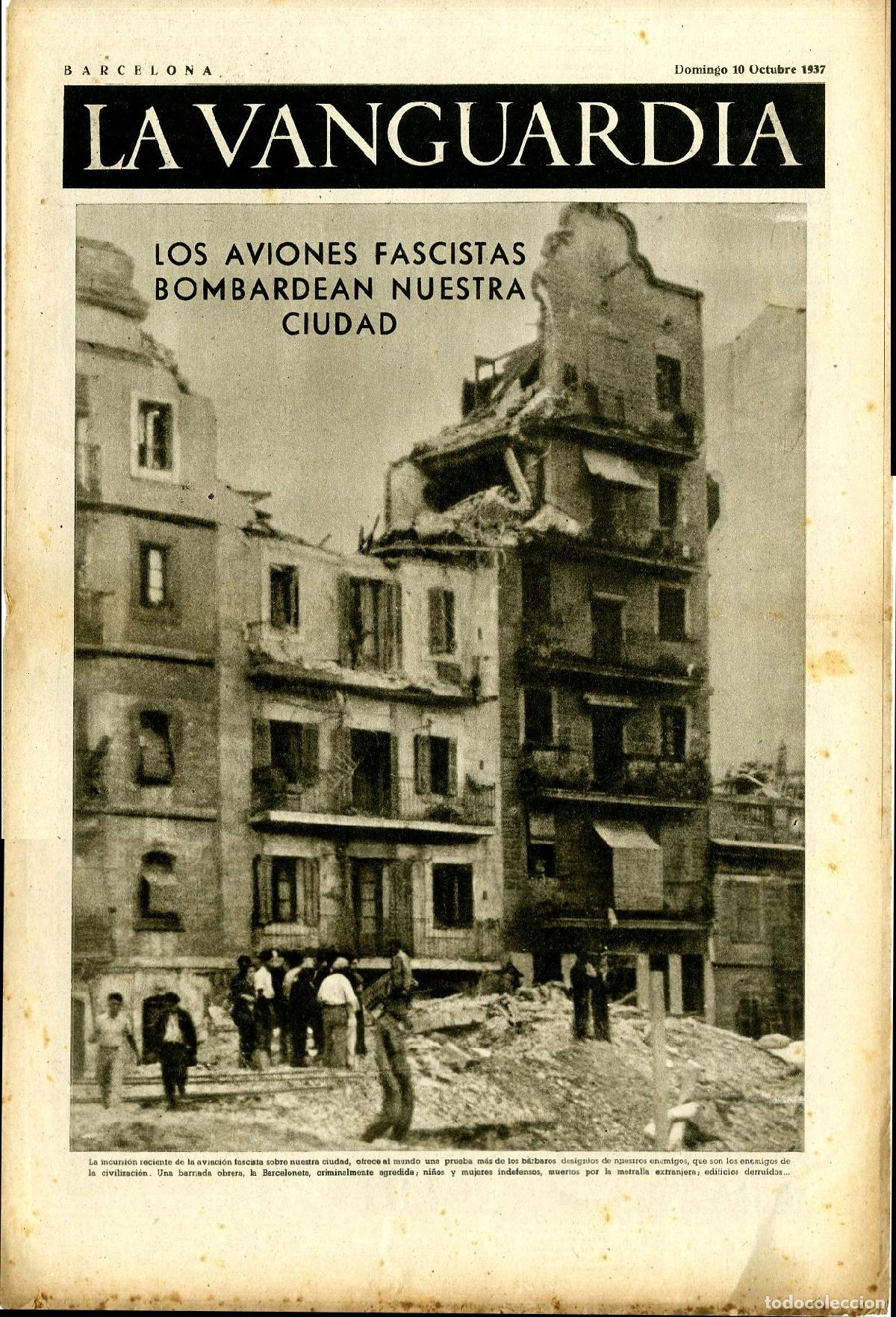 Military Antiques: La Vanguardia 10 /10/ 1937 / Los Aviones Fascistas Bombardean Nuestra Ciudad de Barcelona