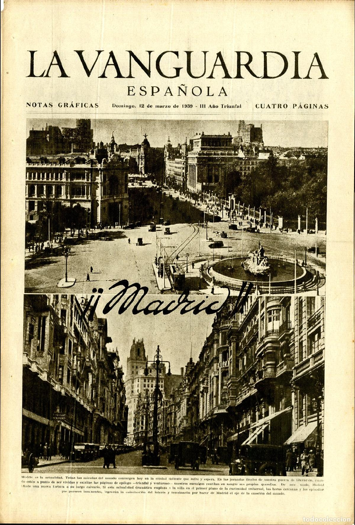 Militaria: La Vanguardia 12 /03/ 1939 - III A&ntilde;o Triunfal / &iexcl;&iexcl;Madrid!!