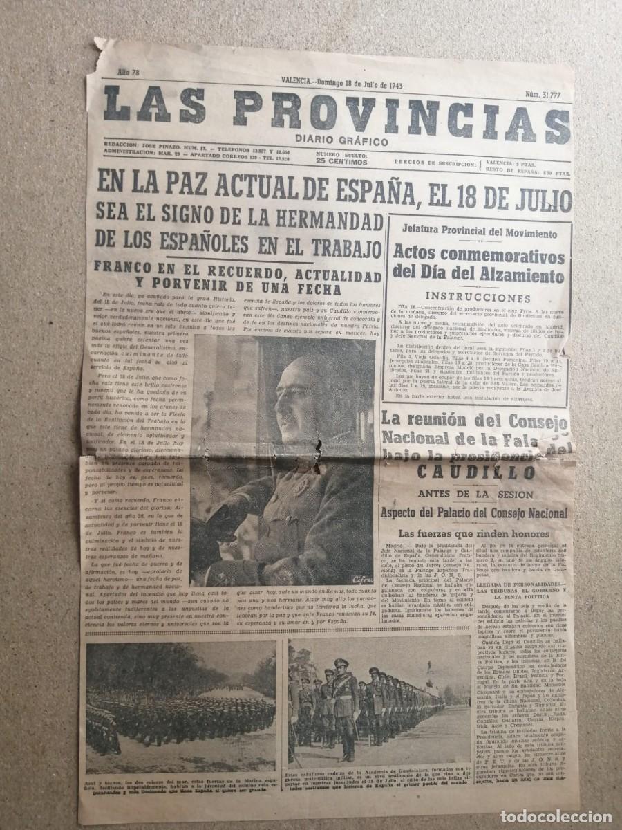 Militaria: ARTICULO PRENSA 1943. EN LA PAZ ACTUAL DE ESPA&Ntilde;A , EL 18 DE JULIO SEA EL SIGNO DE HERMANDAD...