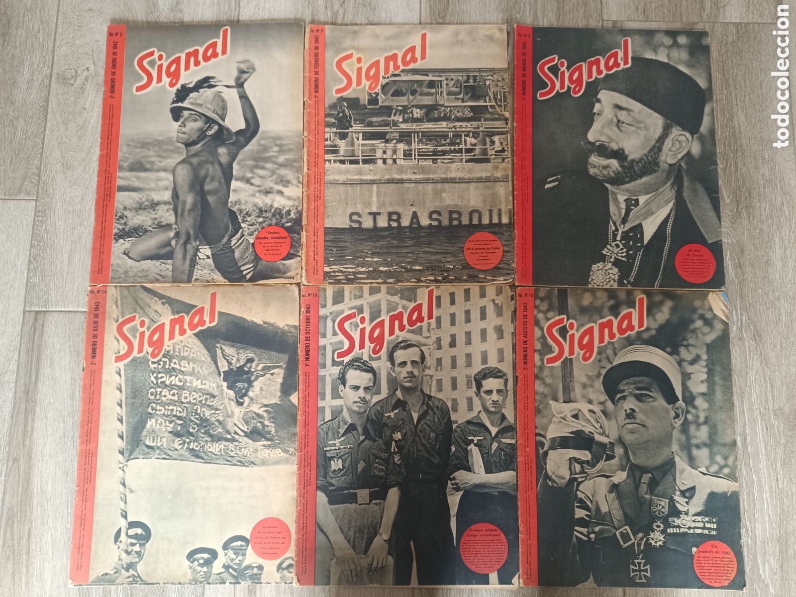 Militaria: LOTE 6 REVISTAS SIGNAL 1942-1943 II GUERRA MUNDIAL ESPA&Ntilde;OL PROPAGANDA ALEMANA: 2, 3, 6, 14, 16, 19