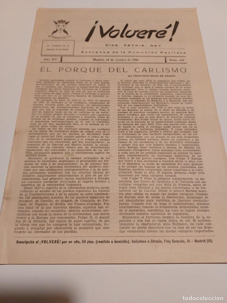 Militaria: Carlismo Dios Patria Rey peri&oacute;dico Volvere buen estado