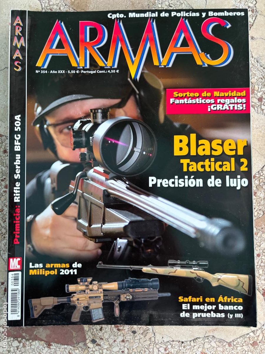 Militaria: ARMAS Y MUNICIONES N&ordm; 354. BLASER TACTICAL 2. SAFARI EN AFRICA. RIGLE SERBU BFG 50A.