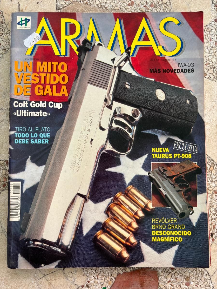 Militaria: ARMAS N&ordm; 133. TAURUS PT-908. COLT GOLD CUP. REV&Oacute;LVER BRNO GRAND. IWA 93. LUGER 08. RECK COBRA.