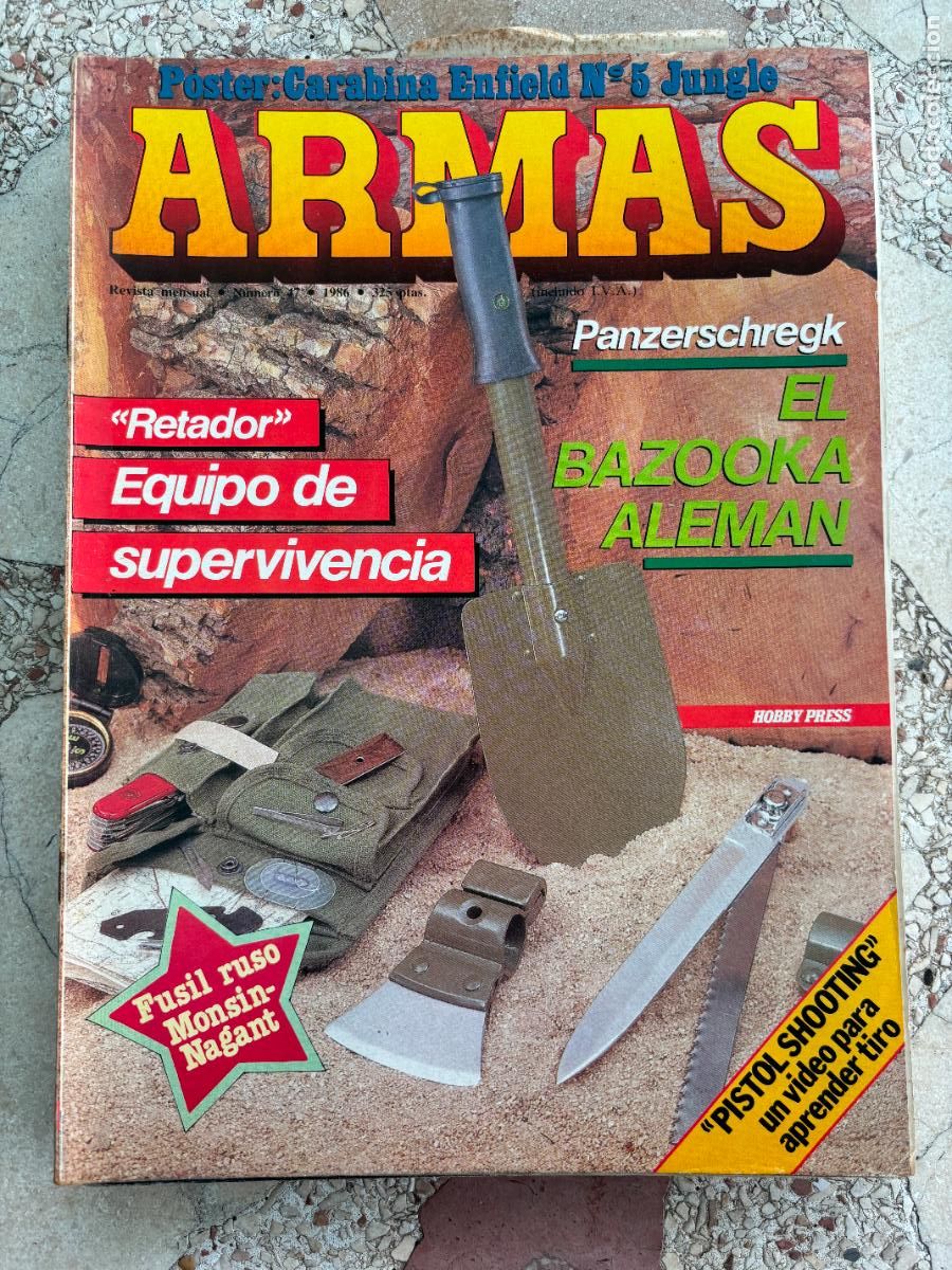Militaria: ARMAS N&ordm; 47. PANZAERSCHREGK. FUSIL RUSO MONSIN-NAGANT. POSTER CARABINA ENFIELD N&ordm; 5 JUNGLE.